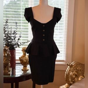 Va Va Voom Elegant Black Peplum Dress With cage Back